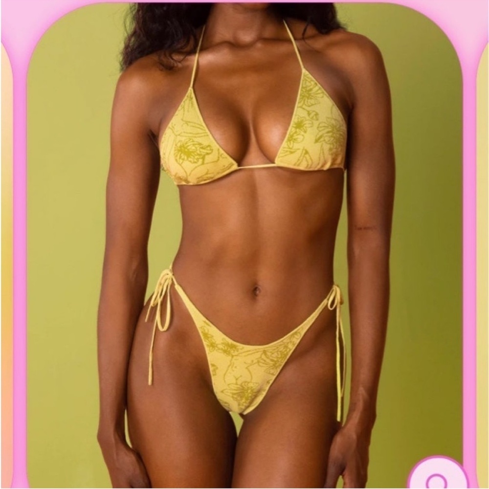 VOIGHT by Valentina Small Bon Bon Dulce Knit 2 Piece Swimsuits Yellow Green